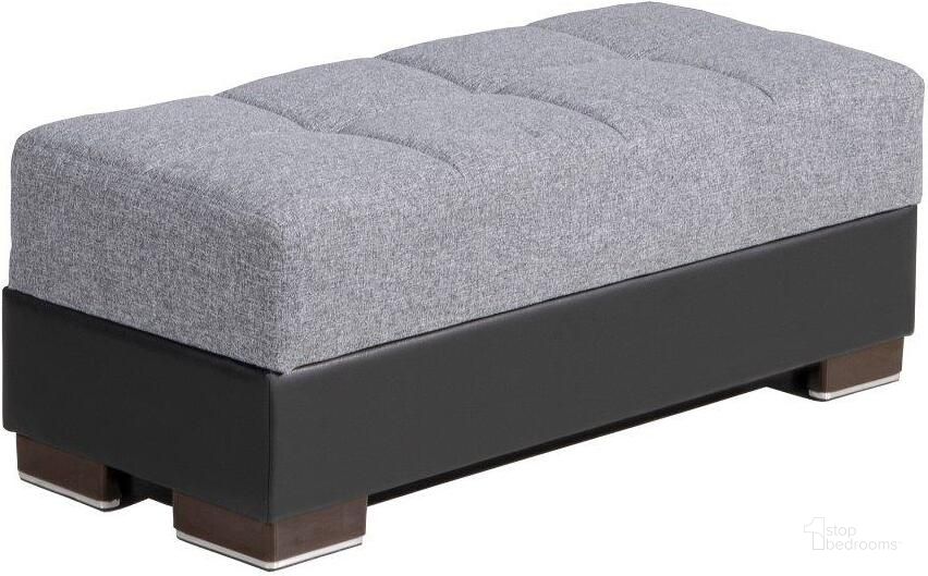 The appearance of Armada Air Upholstered Ottoman with Storage In Gray and Black AIR-O-105 designed by Casamode in the modern / contemporary interior design. This gray and black piece of furniture  was selected by 1StopBedrooms from Armada Air Collection to add a touch of cosiness and style into your home. Sku: AIR-O-105. Product Type: Ottoman. Material: Chenille. Image1