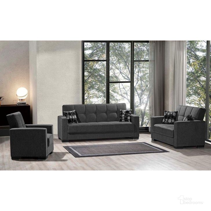 The appearance of Armada Upholstered Convertible Armchair with Storage In Dark Gray designed by Casamode in the modern / contemporary interior design. This dark gray piece of furniture  was selected by 1StopBedrooms from Armada Collection to add a touch of cosiness and style into your home. Sku: ARM-AC-19. Product Type: Arm Chair. Material: Chenille. Image1