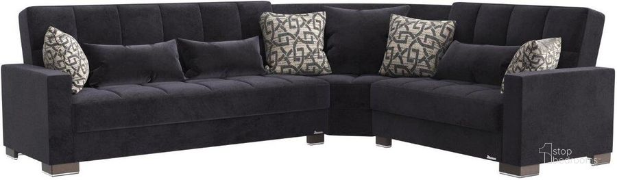 The appearance of Armada Upholstered Convertible Sectional with Storage In Black ARM-SEC-3 designed by Casamode in the modern / contemporary interior design. This black piece of furniture  was selected by 1StopBedrooms from Armada Collection to add a touch of cosiness and style into your home. Sku: ARM-SEC-3. Material: Microfiber. Product Type: Sectional. Layout: L-Shape. Image1