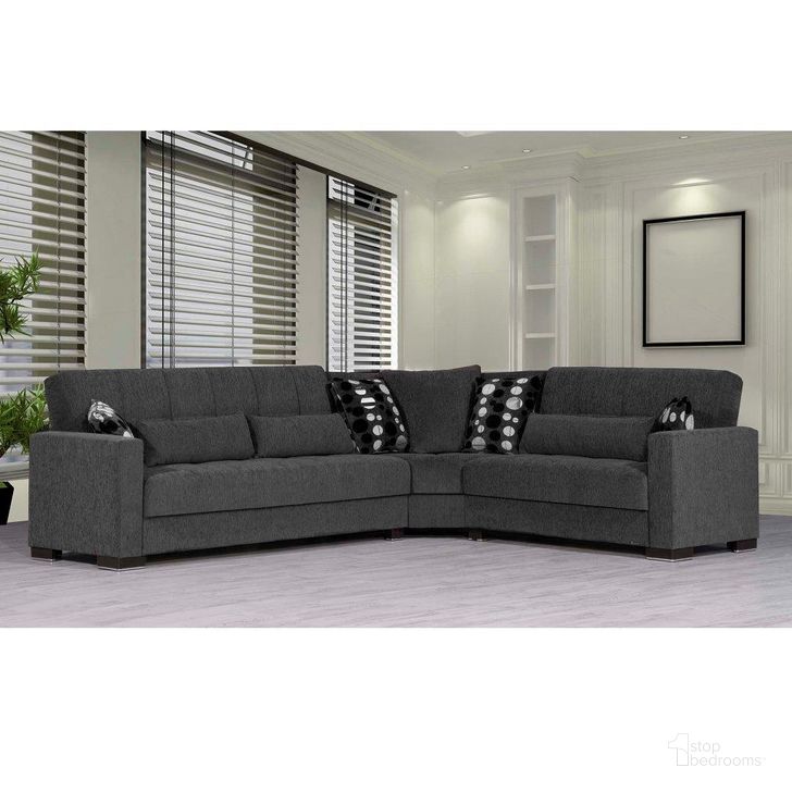 The appearance of Armada Upholstered Convertible Sectional with Storage In Gray ARM-SEC-19 designed by Casamode in the modern / contemporary interior design. This gray piece of furniture  was selected by 1StopBedrooms from Armada Collection to add a touch of cosiness and style into your home. Sku: ARM-SEC-19. Product Type: Sectional. Material: Chenille. Layout: L-Shape. Image1