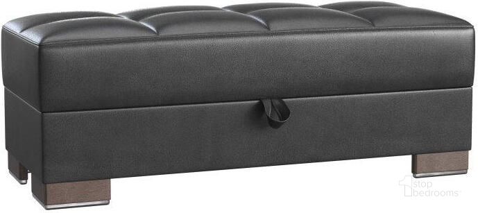 The appearance of Armada Upholstered Ottoman with Storage In Black ARM-O-15-PU designed by Casamode in the modern / contemporary interior design. This black piece of furniture  was selected by 1StopBedrooms from Armada Collection to add a touch of cosiness and style into your home. Sku: ARM-O-15-PU. Product Type: Ottoman. Material: PU. Image1
