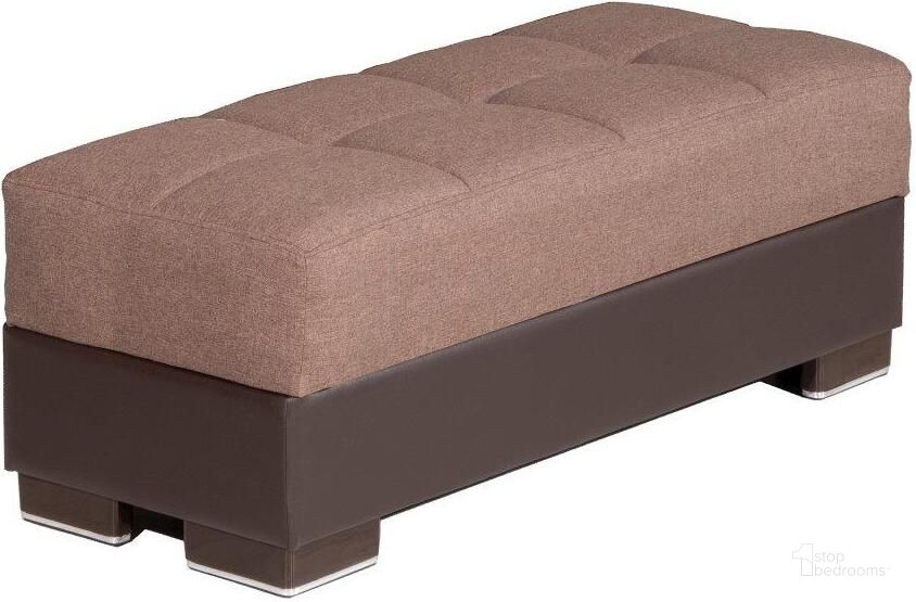 The appearance of Armada Upholstered Ottoman with Storage In Brown ARM-O-14 designed by Casamode in the modern / contemporary interior design. This brown piece of furniture  was selected by 1StopBedrooms from Armada Collection to add a touch of cosiness and style into your home. Sku: ARM-O-14. Product Type: Ottoman. Material: Chenille. Image1
