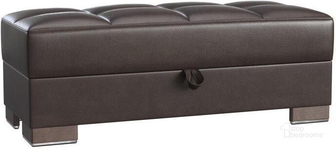 The appearance of Armada Upholstered Ottoman with Storage In Brown ARM-O-16-PU designed by Casamode in the modern / contemporary interior design. This brown piece of furniture  was selected by 1StopBedrooms from Armada Collection to add a touch of cosiness and style into your home. Sku: ARM-O-16-PU. Product Type: Ottoman. Material: PU. Image1