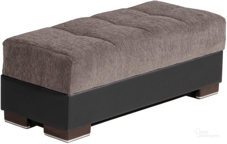 The appearance of Armada Upholstered Ottoman with Storage In Gray and Black ARM-O-18 designed by Casamode in the modern / contemporary interior design. This black and brown piece of furniture  was selected by 1StopBedrooms from Armada Collection to add a touch of cosiness and style into your home. Sku: ARM-O-18. Product Type: Ottoman. Material: Chenille. Image1