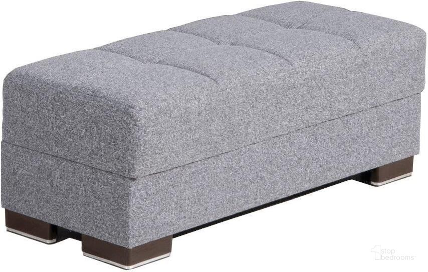 The appearance of Armada Upholstered Ottoman with Storage In Gray designed by Casamode in the modern / contemporary interior design. This light gray piece of furniture  was selected by 1StopBedrooms from Armada Collection to add a touch of cosiness and style into your home. Sku: ARM-O-13. Product Type: Ottoman. Material: Chenille. Image1