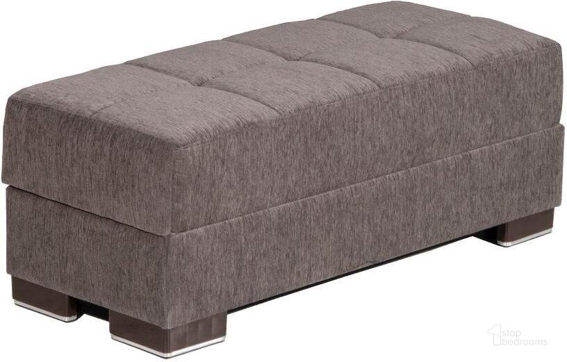 The appearance of Armada Upholstered Ottoman with Storage In Gray ARM-O-19 designed by Casamode in the modern / contemporary interior design. This gray piece of furniture  was selected by 1StopBedrooms from Armada Collection to add a touch of cosiness and style into your home. Sku: ARM-O-19. Product Type: Ottoman. Material: Chenille. Image1