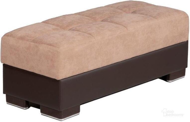 The appearance of Armada Upholstered Ottoman with Storage In Tan And Brown designed by Casamode in the modern / contemporary interior design. This tan/brown piece of furniture  was selected by 1StopBedrooms from Armada Collection to add a touch of cosiness and style into your home. Sku: ARM-O-9. Product Type: Ottoman. Material: Chenille. Image1