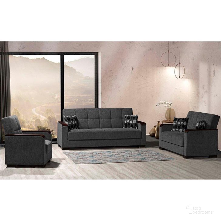 The appearance of Armada X Upholstered Convertible Wood Trimmed Armchair with Storage In Dark Gray designed by Casamode in the modern / contemporary interior design. This dark gray piece of furniture  was selected by 1StopBedrooms from Armada X Collection to add a touch of cosiness and style into your home. Sku: ARM-W-WAC-39. Product Type: Arm Chair. Material: Chenille. Image1