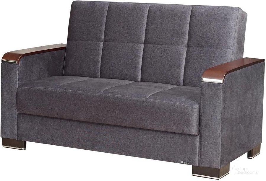 The appearance of Armada X Upholstered Convertible Wood Trimmed Loveseat with Storage In Gray designed by Casamode in the modern / contemporary interior design. This gray piece of furniture  was selected by 1StopBedrooms from Armada X Collection to add a touch of cosiness and style into your home. Sku: ARM-W-LS-301. Material: Microfiber. Product Type: Loveseat. Image1