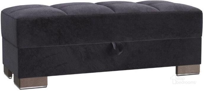 The appearance of Armada X Upholstered Convertible Wood Trimmed Ottoman with Storage In Black designed by Casamode in the modern / contemporary interior design. This black piece of furniture  was selected by 1StopBedrooms from Armada X Collection to add a touch of cosiness and style into your home. Sku: ARM-W-O-303. Material: Microfiber. Product Type: Ottoman. Image1