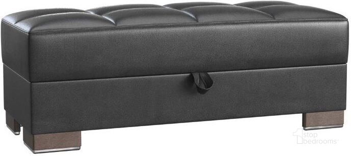 The appearance of Armada X Upholstered Convertible Wood Trimmed Ottoman with Storage In Black ARM-W-O-315-PU designed by Casamode in the modern / contemporary interior design. This black piece of furniture  was selected by 1StopBedrooms from Armada X Collection to add a touch of cosiness and style into your home. Sku: ARM-W-O-315-PU. Product Type: Ottoman. Material: PU. Image1