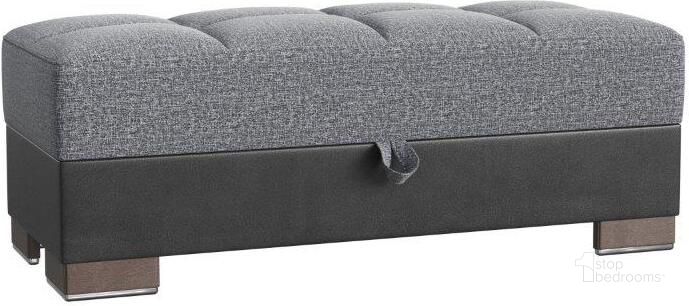 The appearance of Armada X Upholstered Convertible Wood Trimmed Ottoman with Storage In Gray and Black designed by Casamode in the modern / contemporary interior design. This gray and black piece of furniture  was selected by 1StopBedrooms from Armada X Collection to add a touch of cosiness and style into your home. Sku: ARM-W-O-305. Product Type: Ottoman. Material: Chenille. Image1