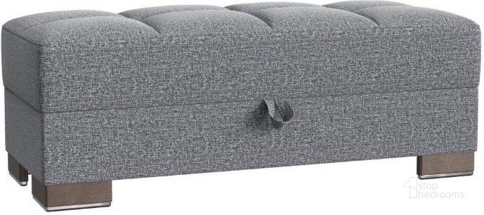 The appearance of Armada X Upholstered Convertible Wood Trimmed Ottoman with Storage In Gray designed by Casamode in the modern / contemporary interior design. This gray piece of furniture  was selected by 1StopBedrooms from Armada X Collection to add a touch of cosiness and style into your home. Sku: ARM-W-O-313. Product Type: Ottoman. Material: Chenille. Image1