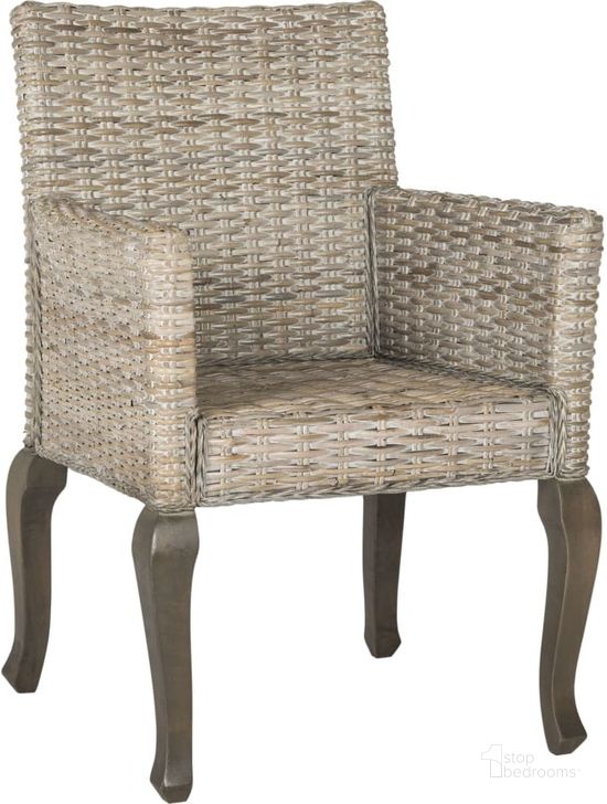 The appearance of Armando White Washed Wicker Dining Chair designed by Safavieh in the transitional interior design. This washed white piece of furniture  was selected by 1StopBedrooms from Armando Collection to add a touch of cosiness and style into your home. Sku: SEA8019B-SET2. Product Type: Dining Chair. Material: Rattan. Image1