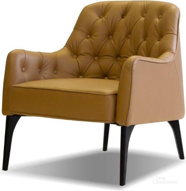 The appearance of Armchair Ellington Caramel Leather/Black Wood Legs designed by Mobital in the modern / contemporary interior design. This caramel piece of furniture  was selected by 1StopBedrooms from Ellington Collection to add a touch of cosiness and style into your home. Sku: LAR-ELLI-CARA-BLACK. Product Type: Accent Chair. Material: Pine. Image1