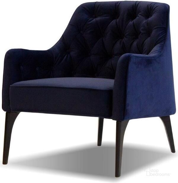 The appearance of Armchair Ellington Navy Fabric/Black Wood Legs designed by Mobital in the modern / contemporary interior design. This navy piece of furniture  was selected by 1StopBedrooms from Ellington Collection to add a touch of cosiness and style into your home. Sku: LAR-ELLI-NAVY-BLACK. Product Type: Accent Chair. Material: Pine. Image1