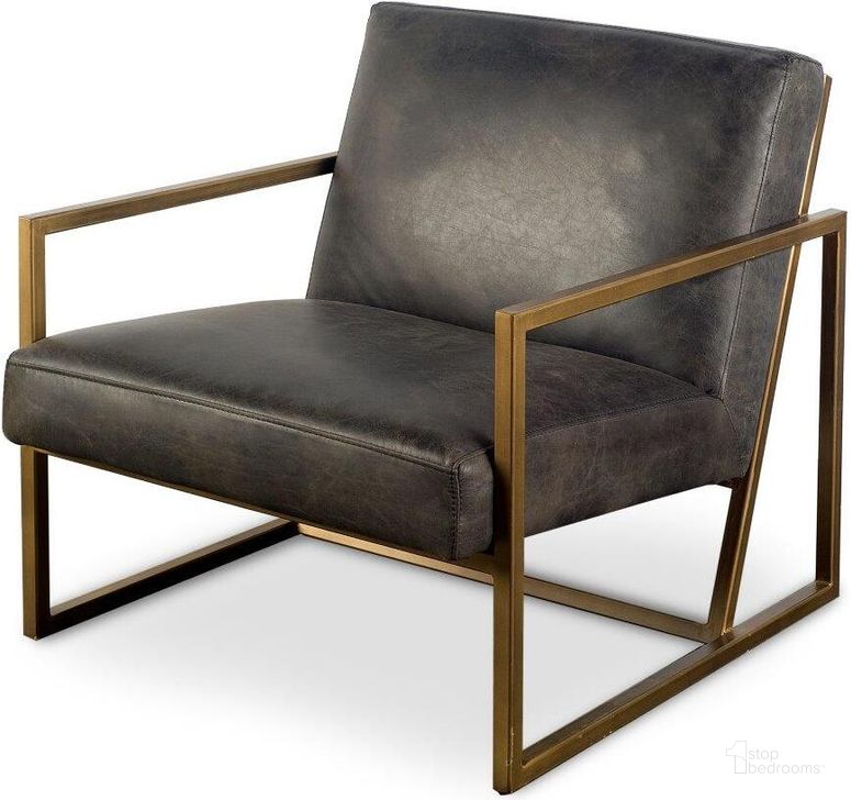 The appearance of Armelle I Black Leather Seat With Gold Metal Frame Accent Chair designed by Mercana in the modern / contemporary interior design. This black and gold piece of furniture  was selected by 1StopBedrooms from Armelle Collection to add a touch of cosiness and style into your home. Sku: 67083. Material: Metal. Product Type: Accent Chair. Image1