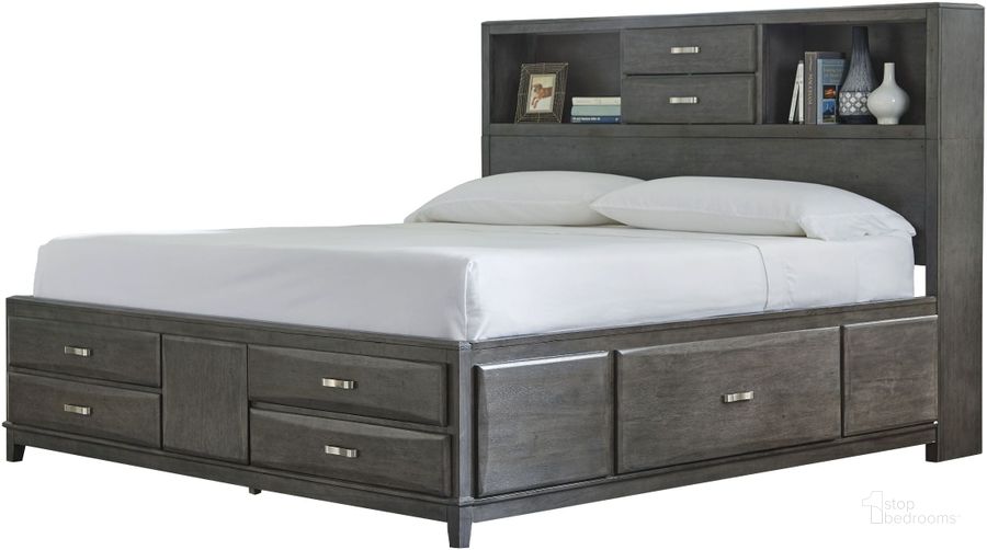The appearance of Arran Gray California King Storage Bed designed by FineForm in the modern / contemporary interior design. This gray piece of furniture  was selected by 1StopBedrooms from Arran Collection to add a touch of cosiness and style into your home. Sku: B476-69;B476-66;B476-95. Bed Type: Storage Bed. Material: Wood. Product Type: Storage Bed. Bed Size: California King. Image1