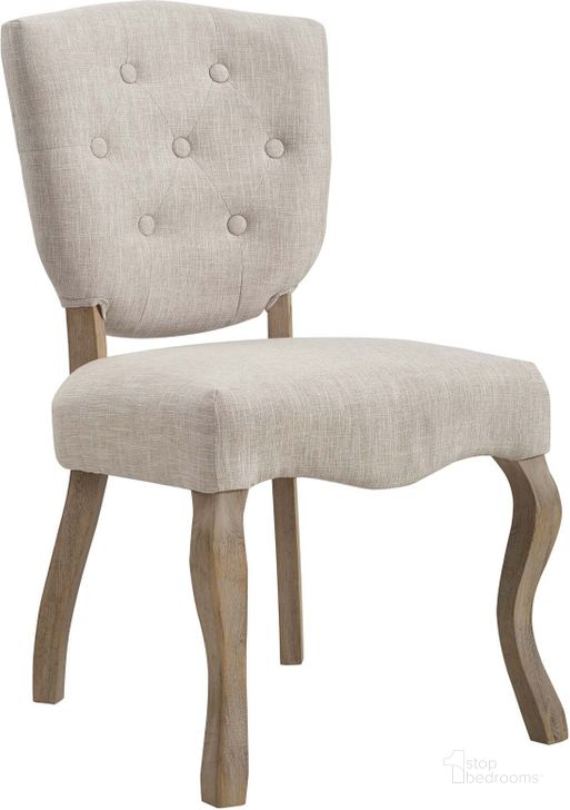 The appearance of Array Beige Vintage French Upholstered Dining Side Chair designed by Modway in the modern / contemporary interior design. This beige piece of furniture  was selected by 1StopBedrooms from Array Collection to add a touch of cosiness and style into your home. Sku: EEI-2878-BEI. Material: Fabric. Product Type: Side Chair. Image1