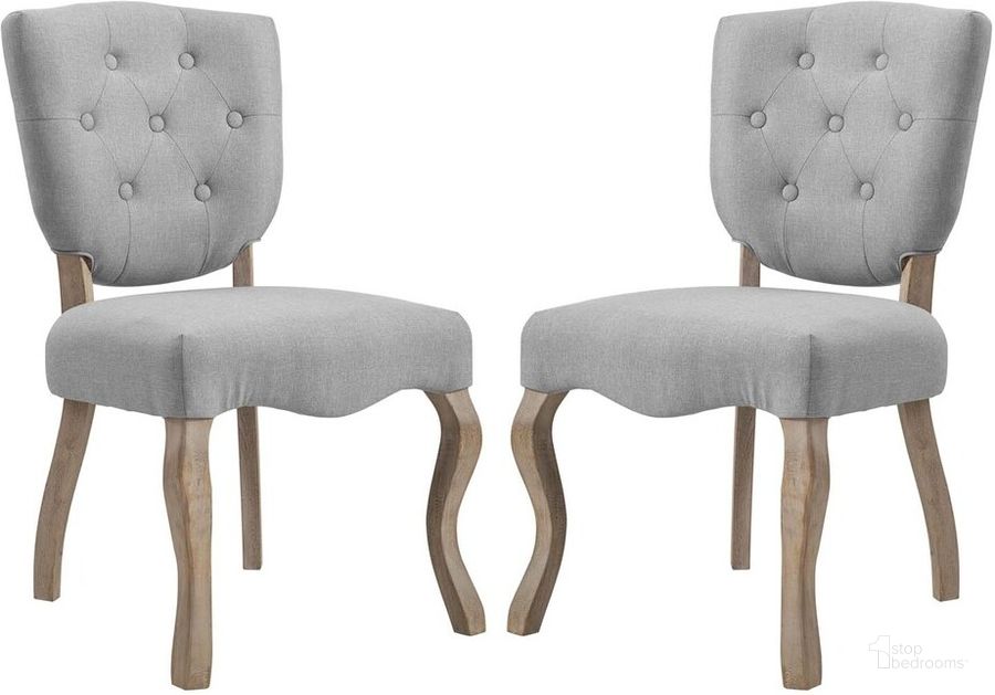 The appearance of Array Dining Side Chair Set of 2 In Light Gray designed by Modway in the rustic / southwestern interior design. This light gray piece of furniture  was selected by 1StopBedrooms from Array Collection to add a touch of cosiness and style into your home. Sku: EEI-3383-LGR. Material: Fabric. Product Type: Side Chair. Image1