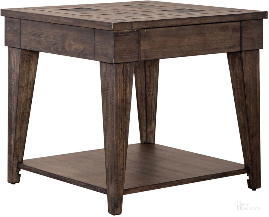 The appearance of Arrowcreek End Table designed by Liberty in the rustic / southwestern interior design. This weathered stone piece of furniture  was selected by 1StopBedrooms from Arrowcreek Collection to add a touch of cosiness and style into your home. Sku: 226-OT1020. Product Type: End Table. Material: Solid Pine. Image1