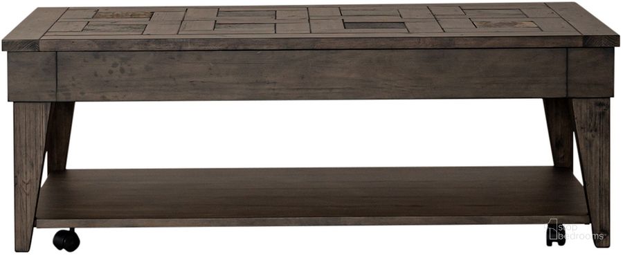 The appearance of Arrowcreek Lift Top Cocktail Table designed by Liberty in the rustic / southwestern interior design. This weathered stone piece of furniture  was selected by 1StopBedrooms from Arrowcreek Collection to add a touch of cosiness and style into your home. Sku: 226-OT1011. Product Type: Cocktail Table. Material: Solid Pine. Image1