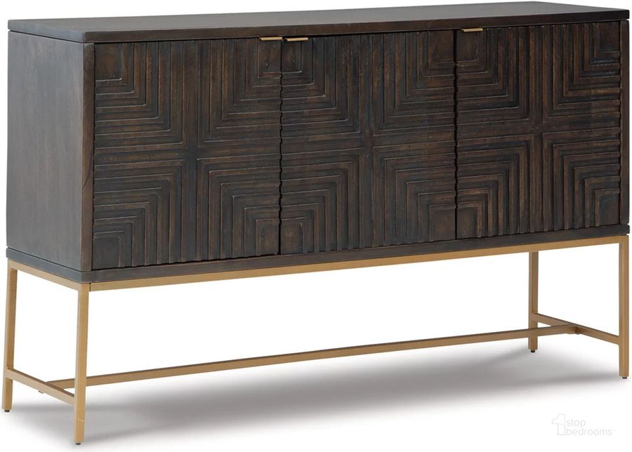 The appearance of Arsenia Brown/Gold Accent Chest and Cabinet designed by FineForm in the modern / contemporary interior design. This brown/gold piece of furniture  was selected by 1StopBedrooms from Arsenia Collection to add a touch of cosiness and style into your home. Sku: A4000316. Material: Metal. Product Type: Accent Cabinet. Image1