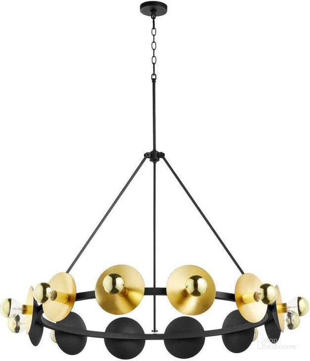 The appearance of Artemis Noir And Gold Leaf Large Chandelier designed by Cyan Design in the modern / contemporary interior design. This black and gold piece of furniture  was selected by 1StopBedrooms from Artemis Collection to add a touch of cosiness and style into your home. Sku: 10981. Product Type: Chandelier. Material: Iron.