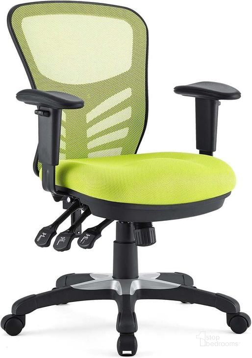 The appearance of Articulate Mesh Office Chair In Green designed by Modway in the modern / contemporary interior design. This green piece of furniture  was selected by 1StopBedrooms from Articulate Collection to add a touch of cosiness and style into your home. Sku: EEI-757-GRN. Product Type: Office Chair. Material: Plywood. Image1