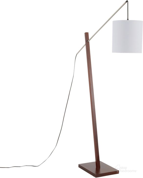 The appearance of Arturo Contemporary Floor Lamp In Walnut Wood And White Fabric Shade designed by Lumisource in the modern / contemporary interior design. This walnut piece of furniture  was selected by 1StopBedrooms from Arturo Collection to add a touch of cosiness and style into your home. Sku: LS-ARTUROFL WLW. Material: Fabric. Product Type: Floor Lamp. Image1