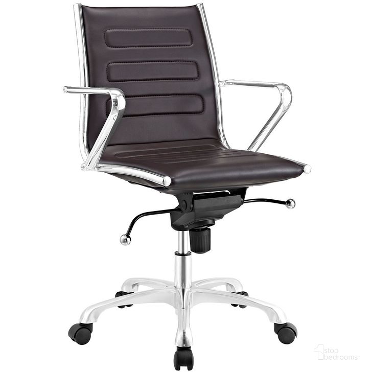 The appearance of Ascend Mid Back Office Chair In Brown designed by Modway in the modern / contemporary interior design. This brown piece of furniture  was selected by 1StopBedrooms from Ascend Collection to add a touch of cosiness and style into your home. Sku: EEI-2214-BRN. Product Type: Office Chair. Material: Chrome. Image1