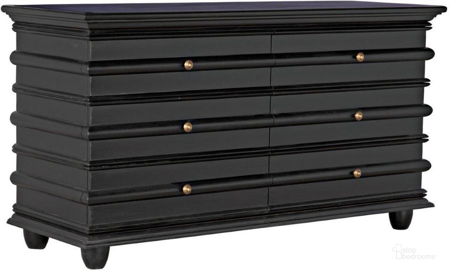 The appearance of Ascona Chest In Hand Rubbed Black designed by Noir in the transitional interior design. This black piece of furniture  was selected by 1StopBedrooms from Ascona Collection to add a touch of cosiness and style into your home. Sku: GDRE120HB. Product Type: Chest. Material: Wood Veneer. Image1