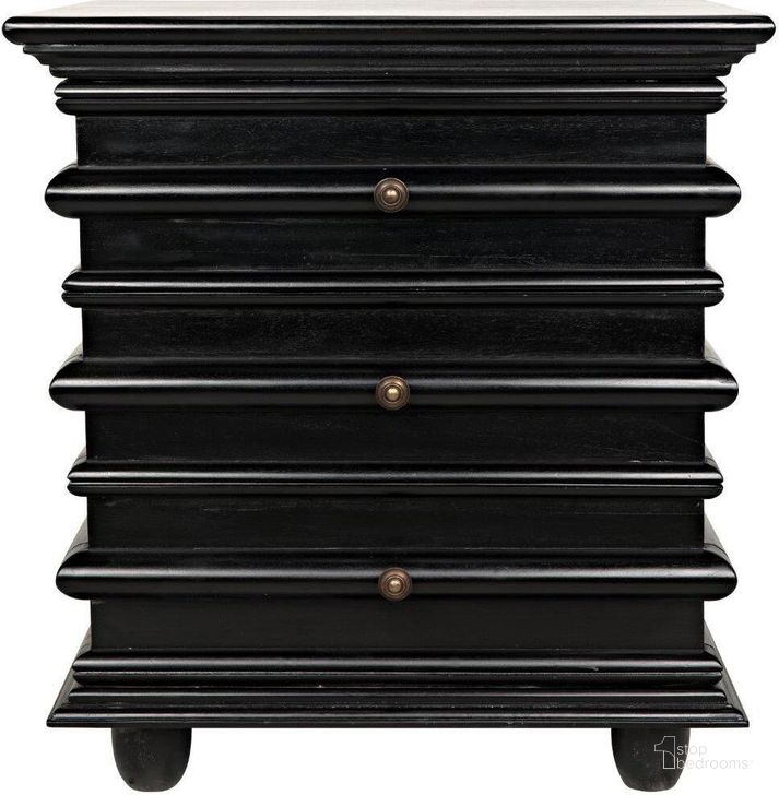 The appearance of Ascona Side Table In Hand Rubbed Black designed by Noir in the transitional interior design. This black piece of furniture  was selected by 1StopBedrooms from Ascona Collection to add a touch of cosiness and style into your home. Sku: GTAB277HB. Product Type: Side Table. Material: Wood Veneer. Image1