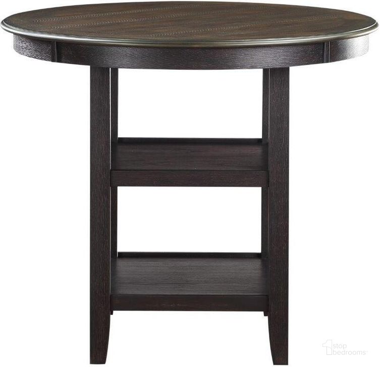The appearance of Asher Brown And Black Counter Height Dining Table designed by Homelegance in the transitional interior design. This black piece of furniture  was selected by 1StopBedrooms from Asher Collection to add a touch of cosiness and style into your home. Sku: 5800BK-36. Table Base Style: Pedestal. Table Top Shape: Round. Material: Wood. Product Type: Dining Table. Image1