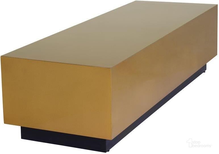 The appearance of Asher Gold Coffee Table designed by Nuevo in the modern / contemporary interior design. This gold piece of furniture  was selected by 1StopBedrooms from Asher Collection to add a touch of cosiness and style into your home. Sku: HGSX419. Material: Metal. Product Type: Coffee Table. Image1
