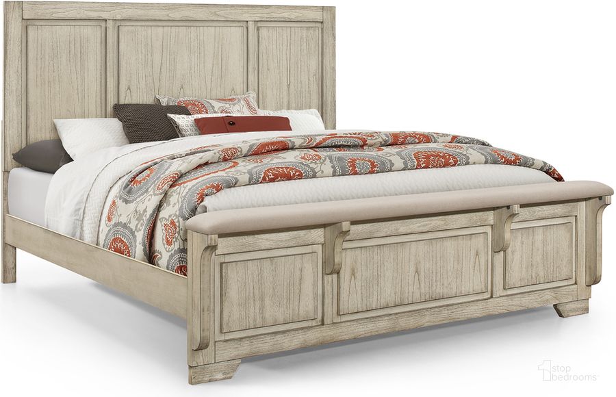 The appearance of Ashland Rustic White King Panel Bed designed by New Classic in the transitional interior design. This white piece of furniture  was selected by 1StopBedrooms from Ashland Collection to add a touch of cosiness and style into your home. Sku: B923W-110;B923W-120;B923W-330. Bed Type: Panel Bed. Product Type: Panel Bed. Bed Size: King. Image1