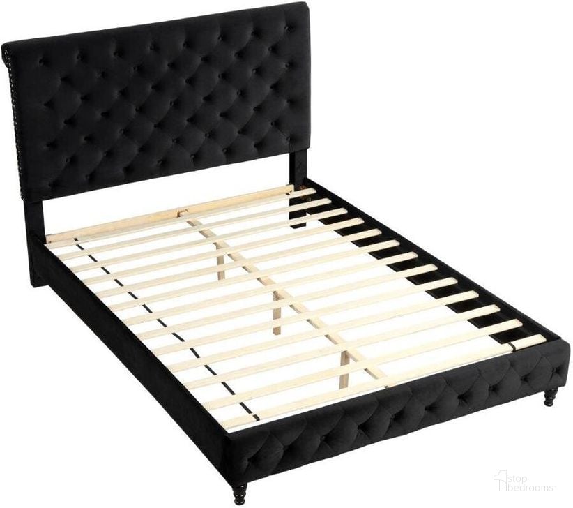 The appearance of Ashley Tufted Velvet Fabric Queen Platform Bed In Black designed by Best Master Furniture in the transitional interior design. This black piece of furniture  was selected by 1StopBedrooms from Ashley Collection to add a touch of cosiness and style into your home. Sku: YY132VBLKQ. Bed Type: Platform Bed. Material: Upholstered. Product Type: Platform Bed. Bed Size: Queen. Image1