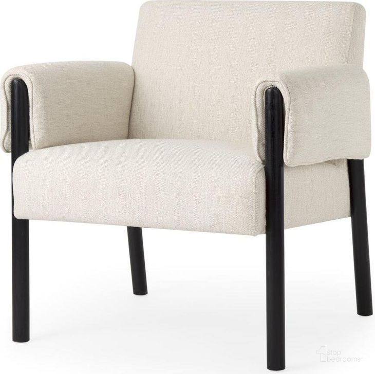 The appearance of Ashton Beige Twill Fabric With Black Wood Accent Chair designed by Mercana in the modern / contemporary interior design. This black and beige piece of furniture  was selected by 1StopBedrooms from Ashton Collection to add a touch of cosiness and style into your home. Sku: 69819. Material: Wood. Product Type: Accent Chair. Image1