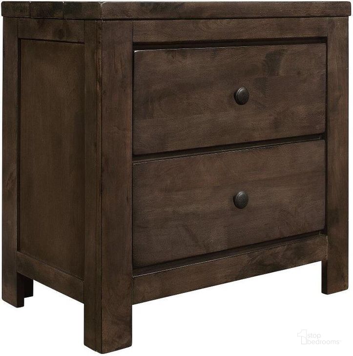 The appearance of Ashton Hills 2-Drawer Nightstand In Ash Brown designed by Emerald Home Furnishings in the modern / contemporary interior design. This brown piece of furniture  was selected by 1StopBedrooms from Ashton Hills Collection to add a touch of cosiness and style into your home. Sku: B372-04. Product Type: Nightstand. Material: Rubberwood. Image1