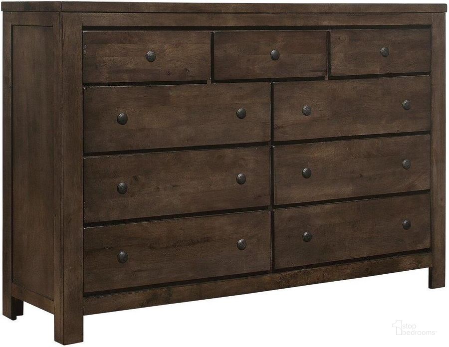 The appearance of Ashton Hills 9-Drawer Dresser In Ash Brown designed by Emerald Home Furnishings in the modern / contemporary interior design. This brown piece of furniture  was selected by 1StopBedrooms from Ashton Hills Collection to add a touch of cosiness and style into your home. Sku: B372-01. Product Type: Dresser. Material: Rubberwood. Image1