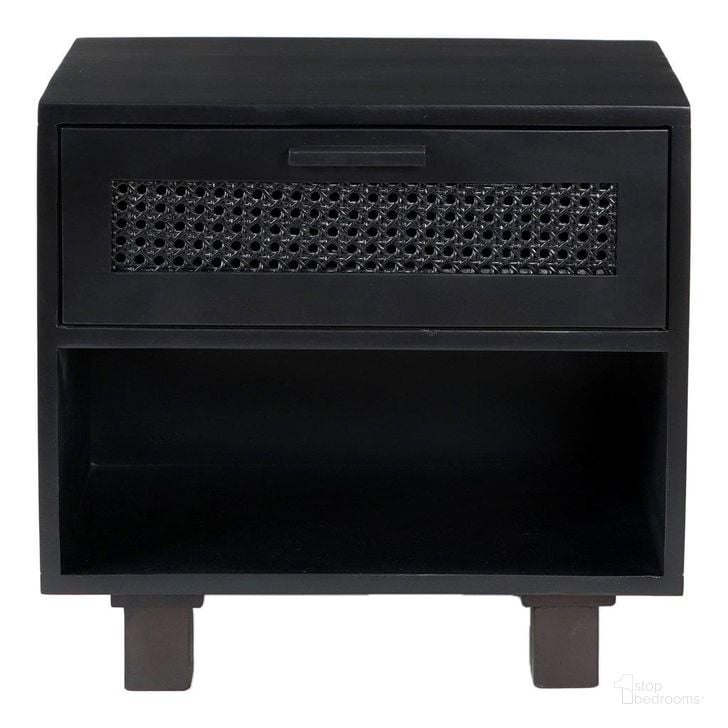 The appearance of Ashton Nightstand In Black designed by Moes Home in the modern / contemporary interior design. This black piece of furniture  was selected by 1StopBedrooms from Ashton Collection to add a touch of cosiness and style into your home. Sku: BZ-1067-02. Material: Wood. Product Type: Nightstand. Image1