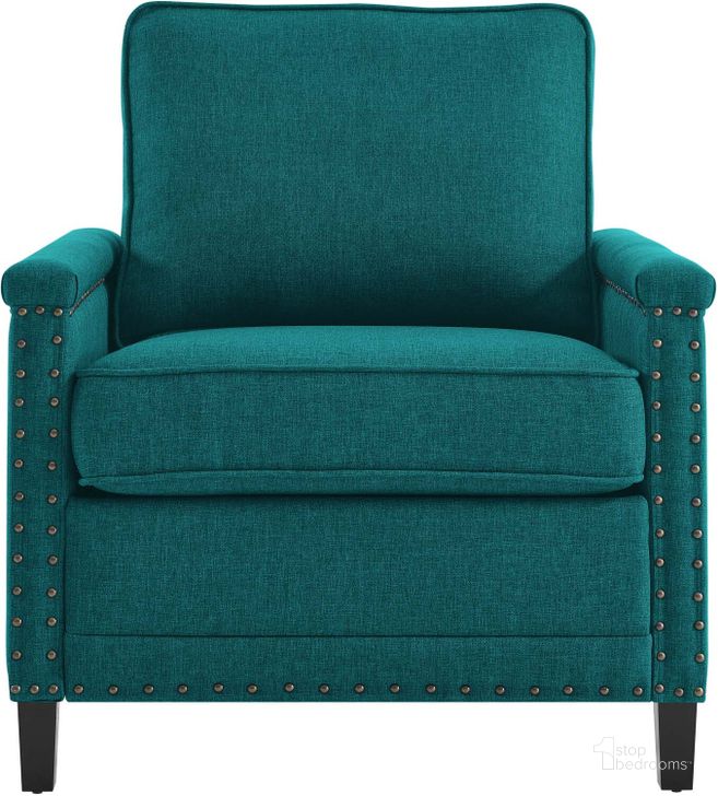 The appearance of Ashton Upholstered Fabric Arm Chair In Teal designed by Modway in the modern / contemporary interior design. This teal piece of furniture  was selected by 1StopBedrooms from Ashton Collection to add a touch of cosiness and style into your home. Sku: EEI-4988-TEA. Material: Metal. Product Type: Arm Chair. Image1