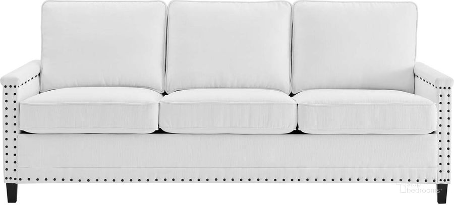 The appearance of Ashton Upholstered Fabric Sofa In White designed by Modway in the modern / contemporary interior design. This white piece of furniture  was selected by 1StopBedrooms from Ashton Collection to add a touch of cosiness and style into your home. Sku: EEI-4982-WHI. Material: Metal. Product Type: Sofa. Image1