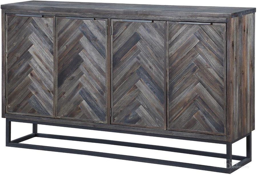 The appearance of Aspen Court Herringbone 4 Door Media Credenza designed by Coast to Coast in the traditional interior design. This black and gray piece of furniture  was selected by 1StopBedrooms from Aspen Court Collection to add a touch of cosiness and style into your home. Sku: 30546. Material: Wood. Product Type: TV Stands and TV Console. Image1