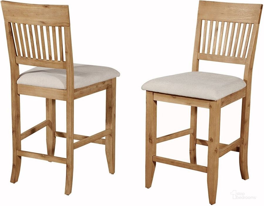 The appearance of Aspen Natural Pub Chair Set of 2 designed by Alpine in the rustic / southwestern interior design. This cream piece of furniture  was selected by 1StopBedrooms from Aspen Collection to add a touch of cosiness and style into your home. Sku: 8812-04. Material: Wood. Product Type: Barstool.