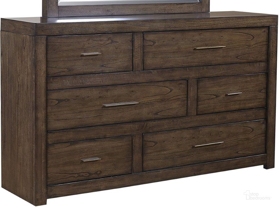 The appearance of Aspenhome Modern Loft 6 Drawer Dresser In Brownstone Iml 453 Brn designed by Aspenhome in the modern / contemporary interior design. This brownstone piece of furniture  was selected by 1StopBedrooms from Modern Loft Collection to add a touch of cosiness and style into your home. Sku: IML-453-BRN. Material: Glass. Product Type: Dresser. Image1