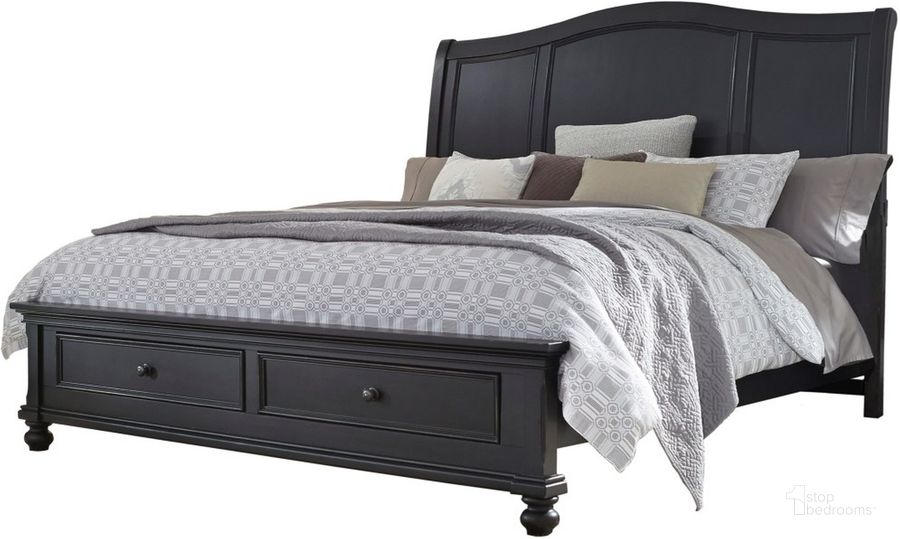 The appearance of Aspenhome Oxford California King Sleigh Bed In Black 114641 designed by Aspenhome in the modern / contemporary interior design. This black piece of furniture  was selected by 1StopBedrooms from Oxford Collection to add a touch of cosiness and style into your home. Sku: I07-404-BLK;I07-407D-BLK;I07-410-BLK. Bed Type: Storage Bed. Material: Wood. Product Type: Storage Bed. Bed Size: California King. Image1