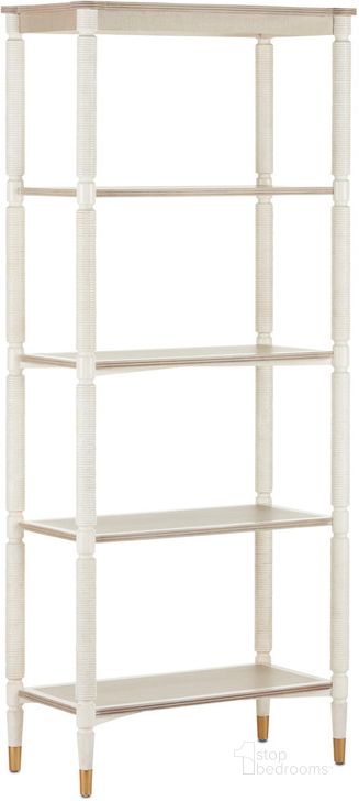 The appearance of Aster White Etagere designed by Currey & Company in the modern / contemporary interior design. This white piece of furniture  was selected by 1StopBedrooms from Winterthur Collection to add a touch of cosiness and style into your home. Sku: 3000-0203. Product Type: Etagere. Material: Brass. Image1