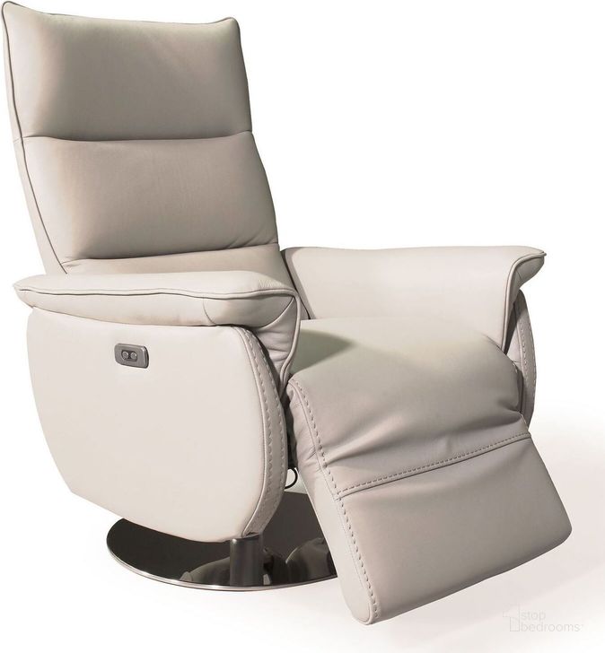 The appearance of Aston Beige Leather Swivel Power Recliner designed by Bellini Modern Living in the modern / contemporary interior design. This beige piece of furniture  was selected by 1StopBedrooms from Aston Collection to add a touch of cosiness and style into your home. Sku: Aston BGE. Product Type: Recliner. Image1