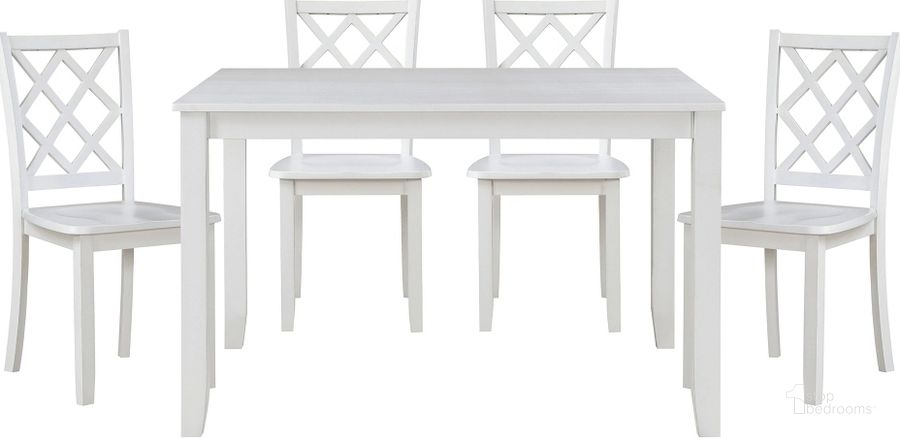 The appearance of Astoria 5-Piece Pack Dinette Set In White designed by Homelegance in the transitional interior design. This white piece of furniture  was selected by 1StopBedrooms from Astoria Collection to add a touch of cosiness and style into your home. Sku: 5892WT. Product Type: Dinette Set. Image1